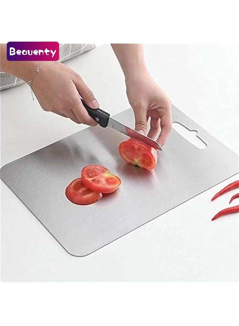 Beauenty Cutting Board, Chopping Board, Cutting Block Mincing Mat, Thick Stainless Steel, Heavy Duty Non-Slip, Double Side,for Kitchen Home Meat Vegetable Fruit Cheese (M 28 * 39cm) - Image 1